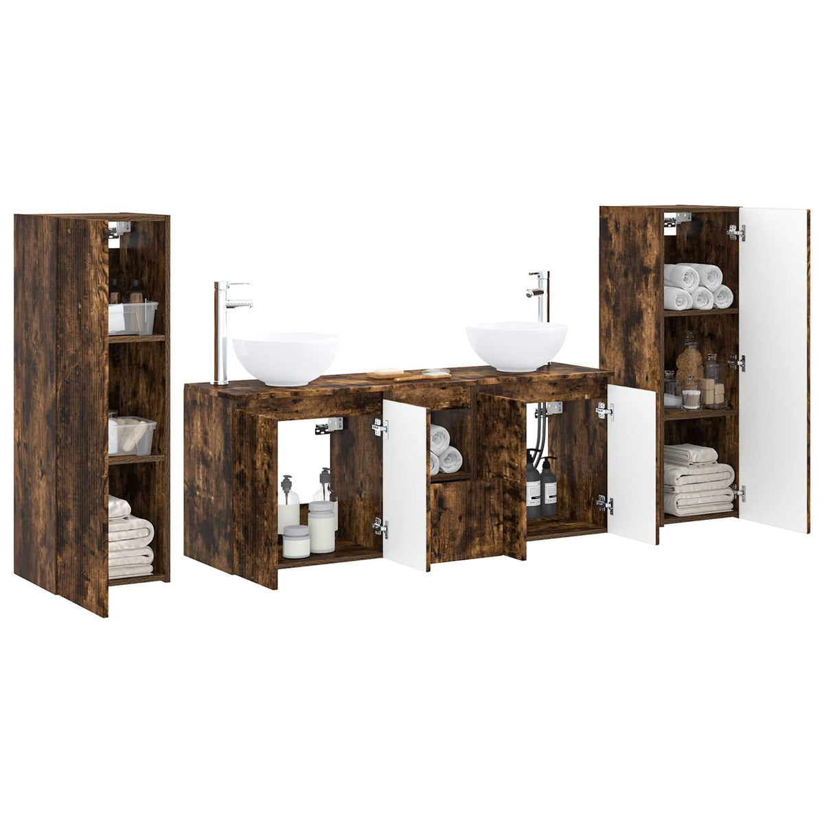 Ensemble de mobilier de salle de bain 5 pc Chêne fumé