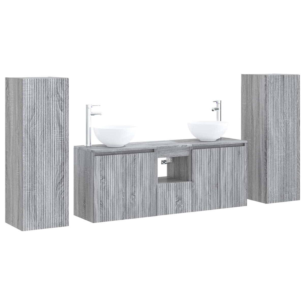 Ensemble de mobilier de salle de bain 5 pc Sonoma gris