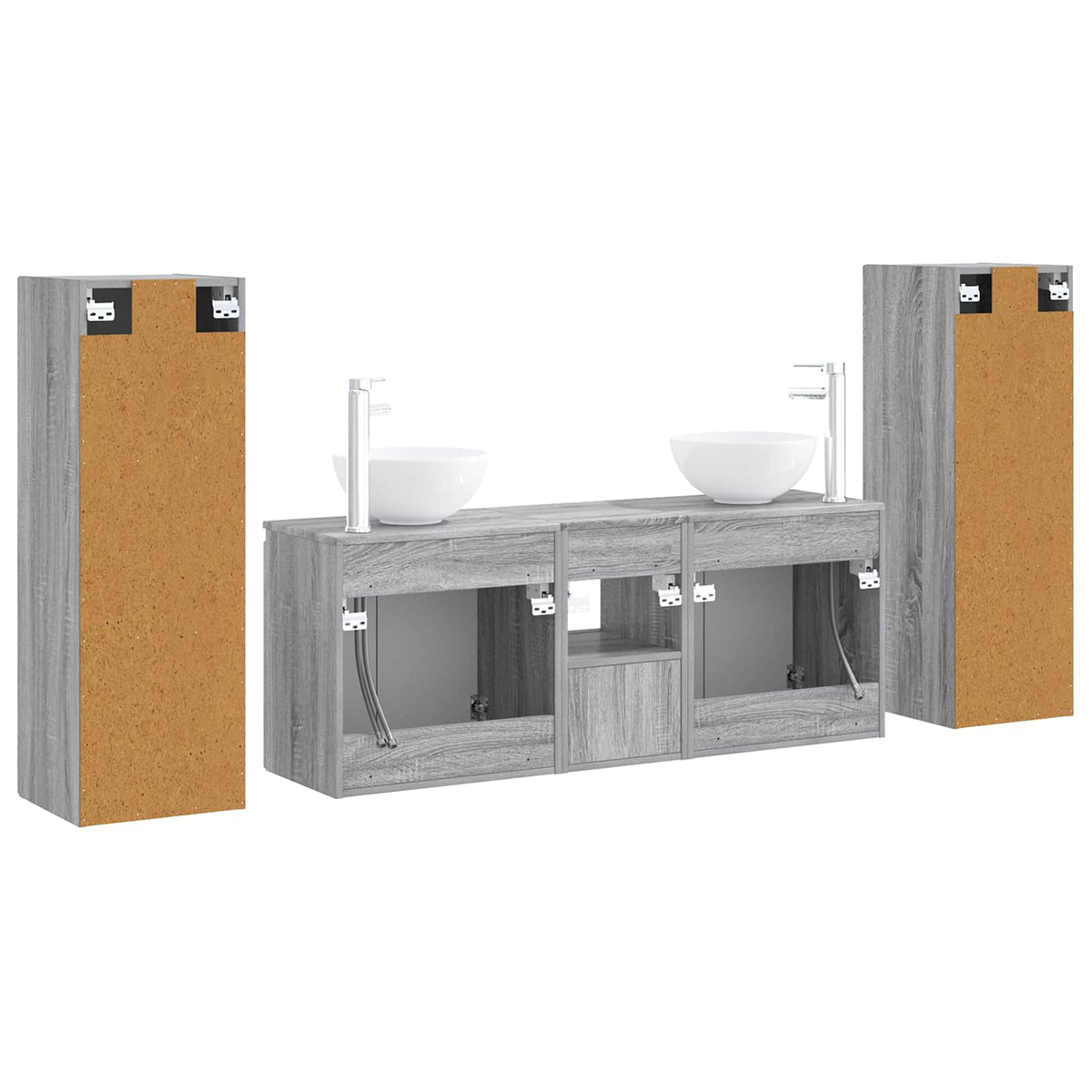 Ensemble de mobilier de salle de bain 5 pc Sonoma gris