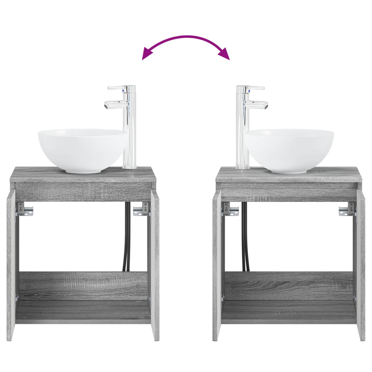 Ensemble de mobilier de salle de bain 5 pc Sonoma gris