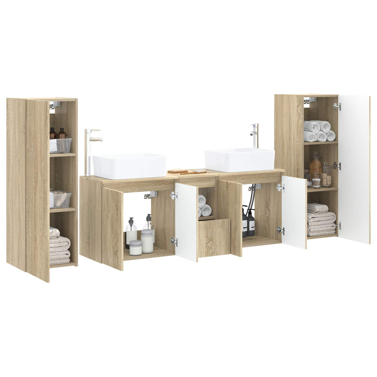 Ensemble de mobilier de salle de bain 5 pc Chêne Sonoma