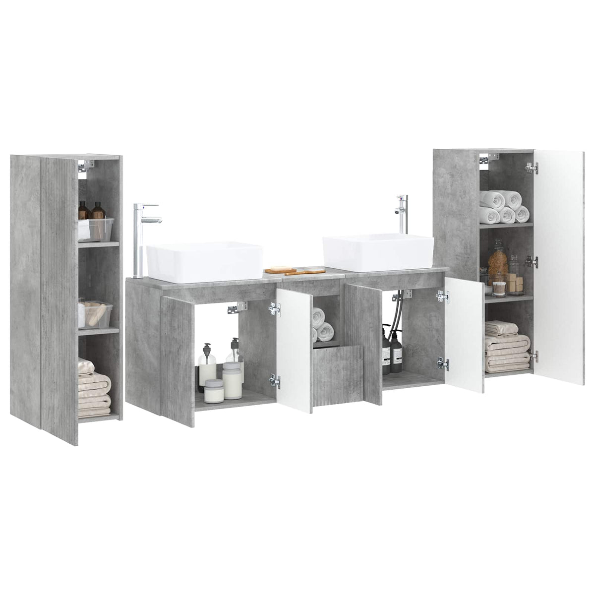 Ensemble de mobilier de salle de bain 5 pc Gris béton
