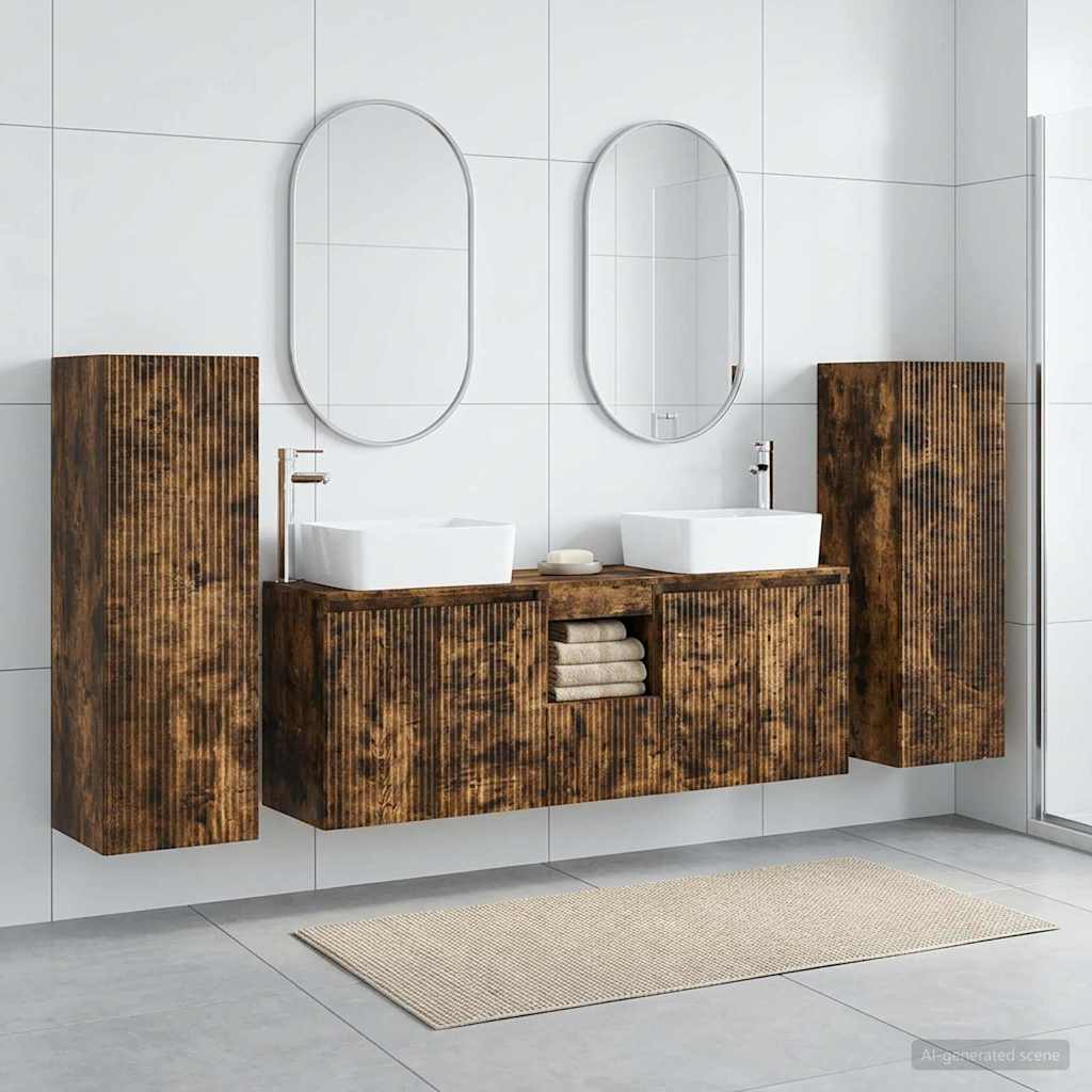 Ensemble de mobilier de salle de bain 5 pc Chêne fumé