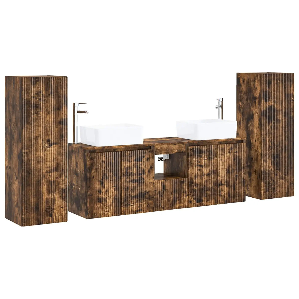 Ensemble de mobilier de salle de bain 5 pc Chêne fumé - XIOS