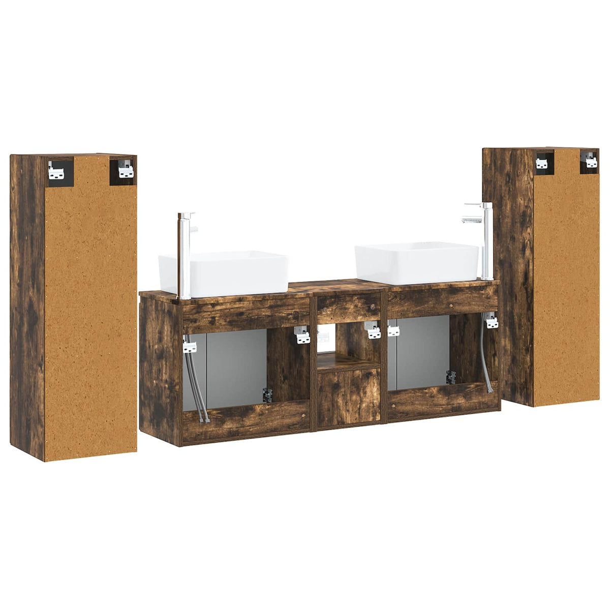 Ensemble de mobilier de salle de bain 5 pc Chêne fumé