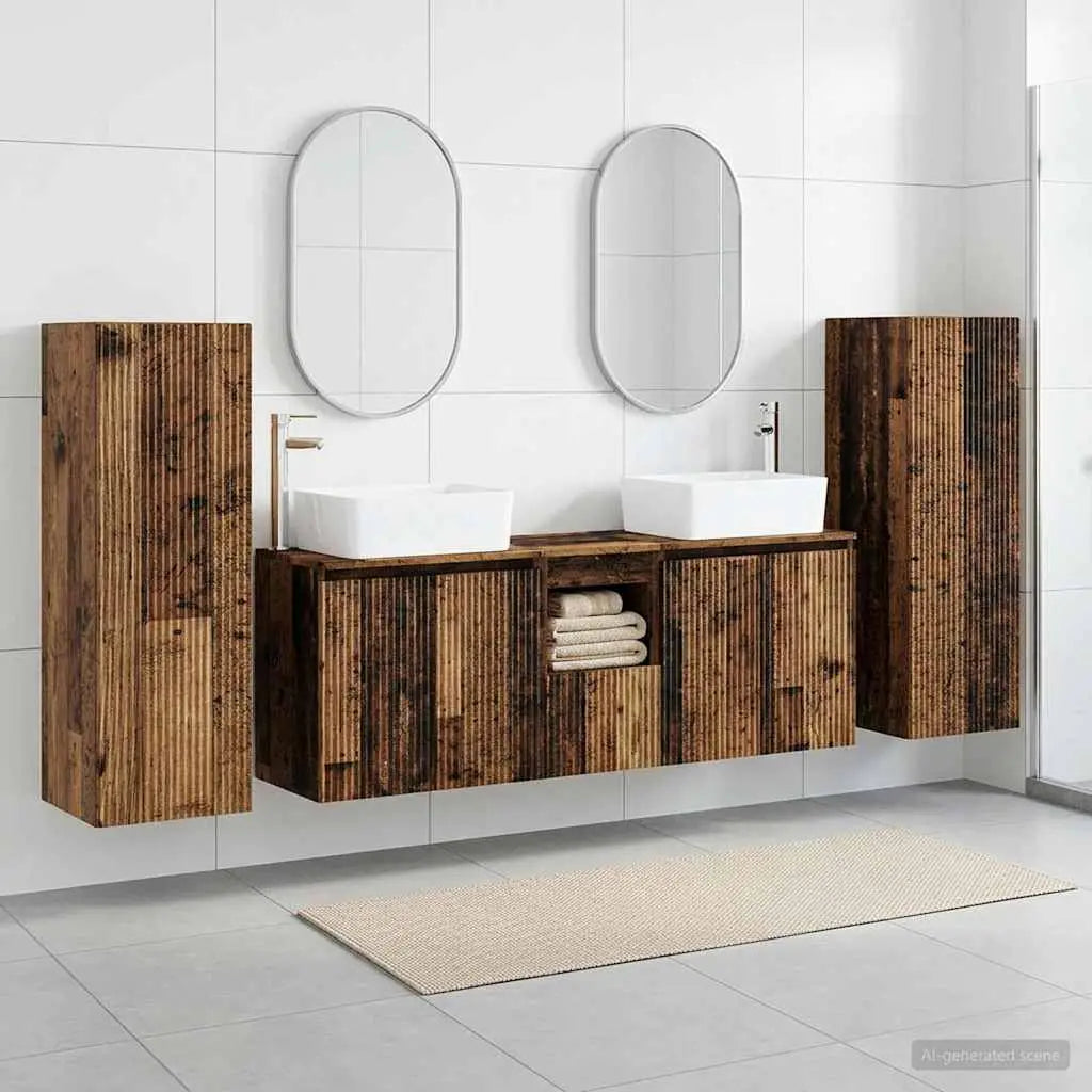 Ensemble de mobilier de salle de bain 5 pc Bois ancien - XIOS