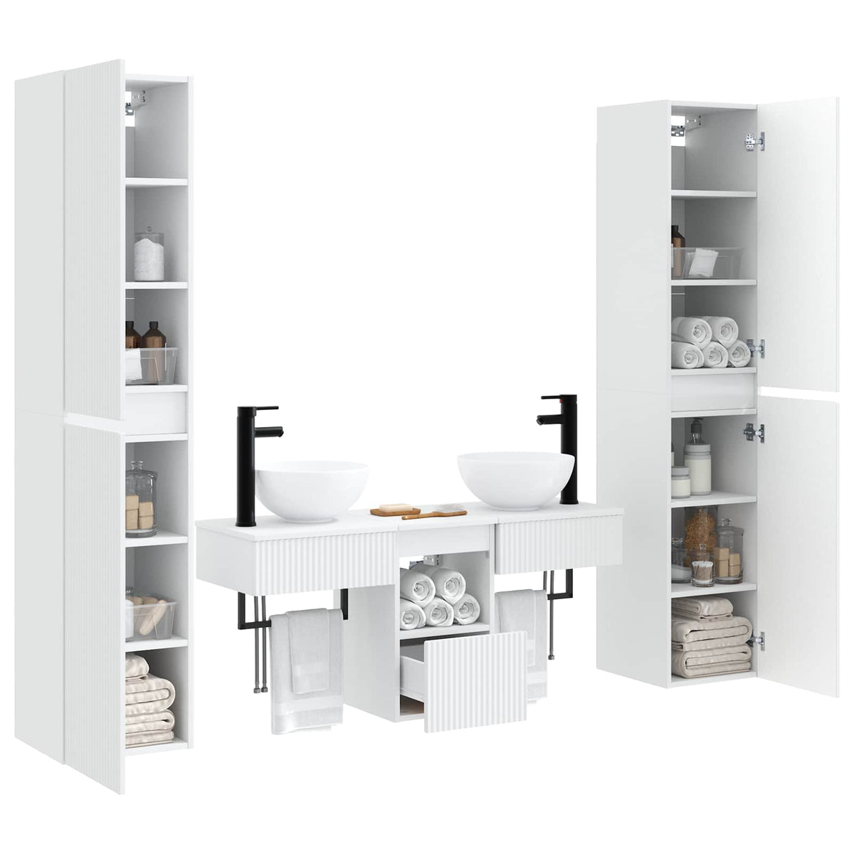 Ensemble de mobilier de salle de bain 5 pc Blanc