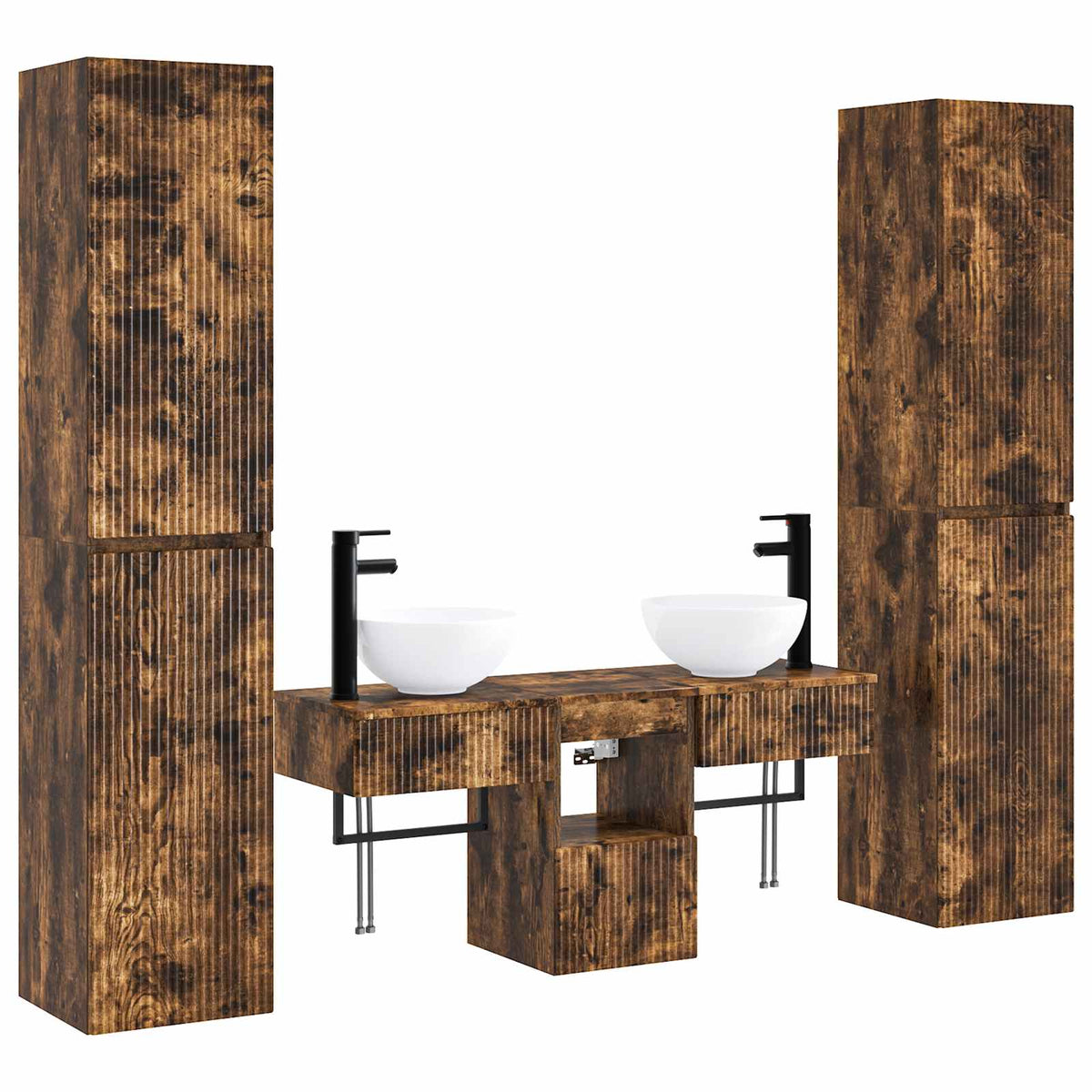 Ensemble de mobilier de salle de bain 5 pc Chêne fumé