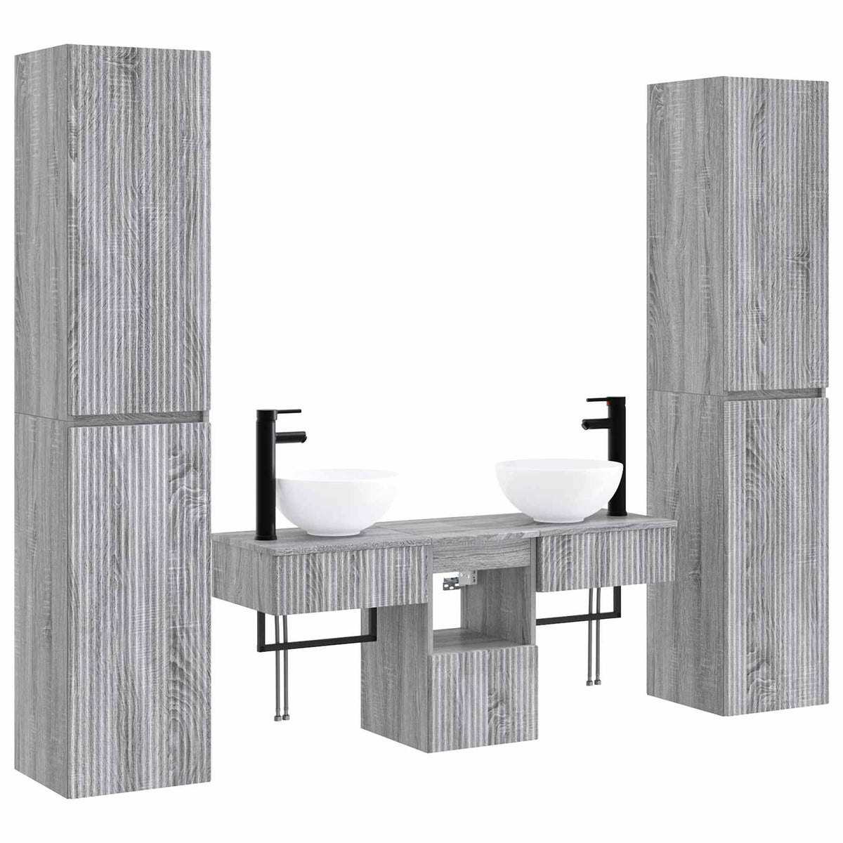 Ensemble de mobilier de salle de bain 5 pc Sonoma gris