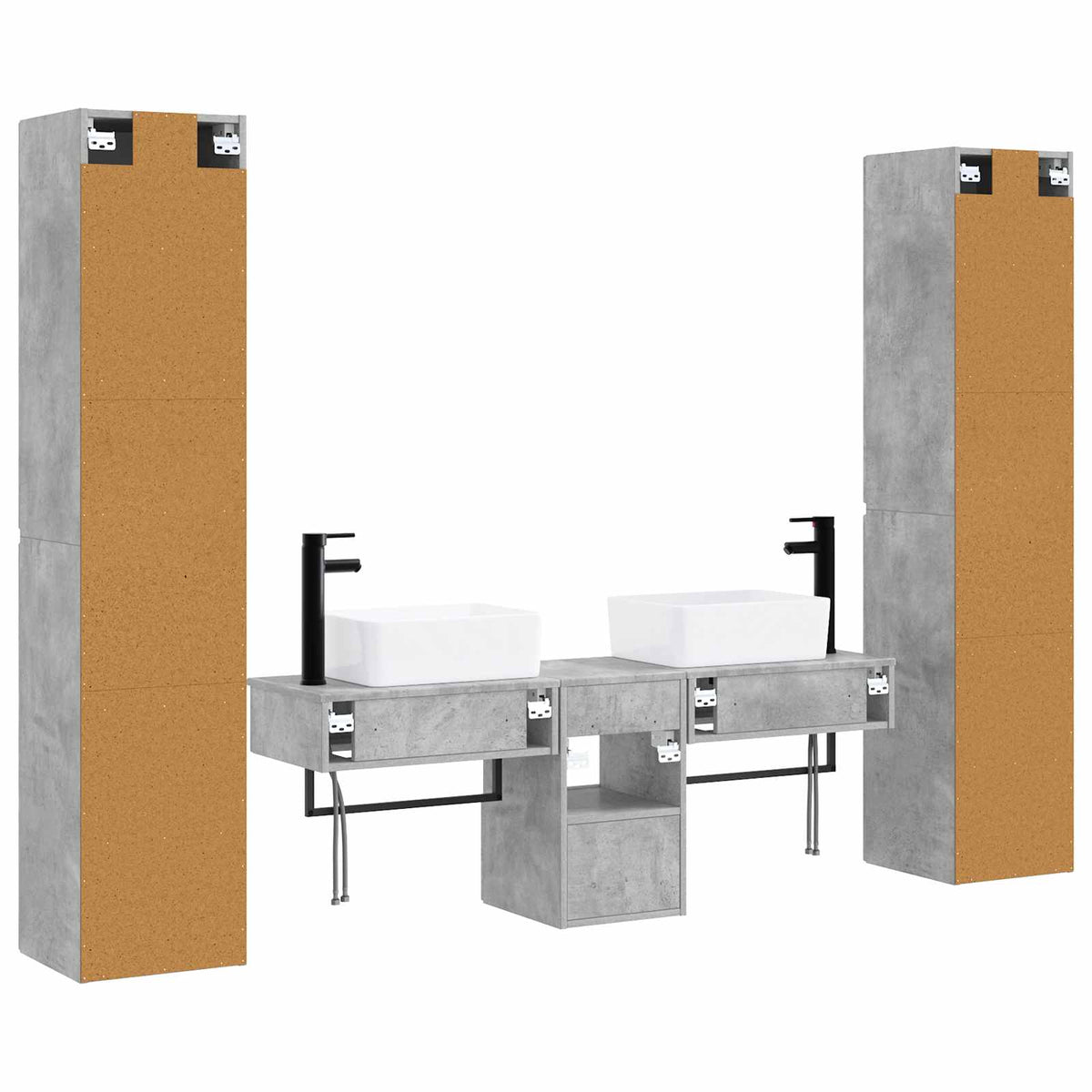Ensemble de mobilier de salle de bain 5 pc Gris béton