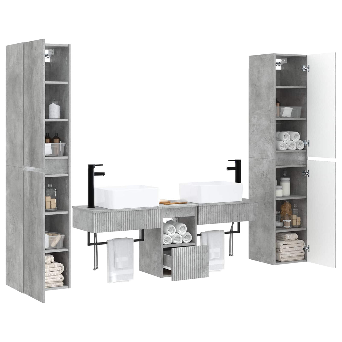 Ensemble de mobilier de salle de bain 5 pc Gris béton