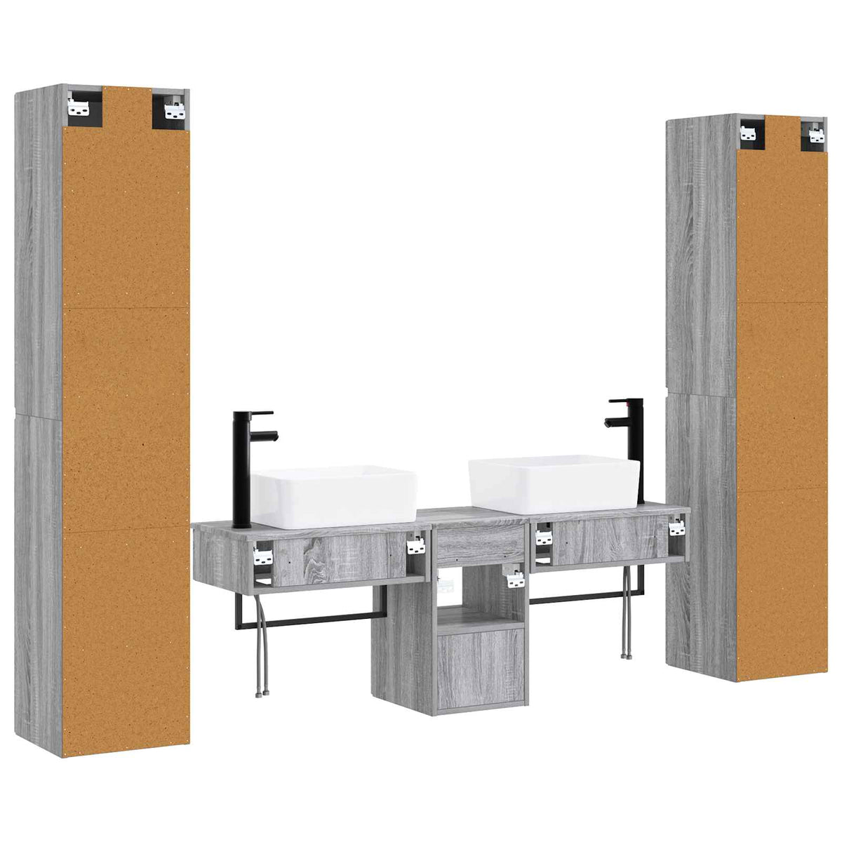 Ensemble de mobilier de salle de bain 5 pc Sonoma gris