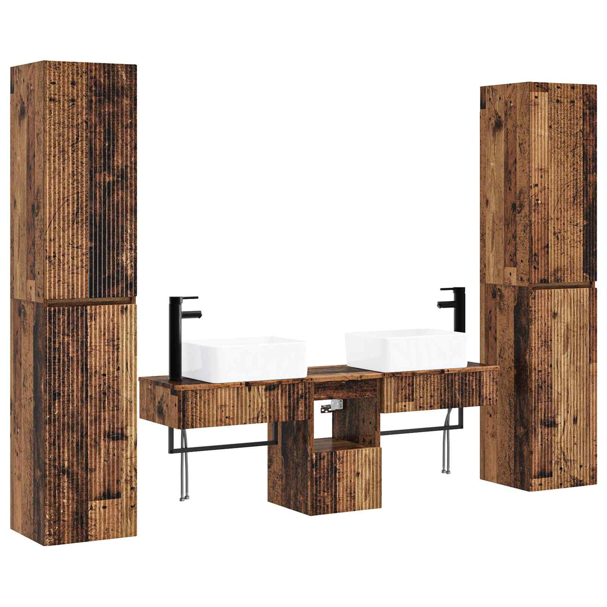 Ensemble de mobilier de salle de bain 5 pc Bois ancien