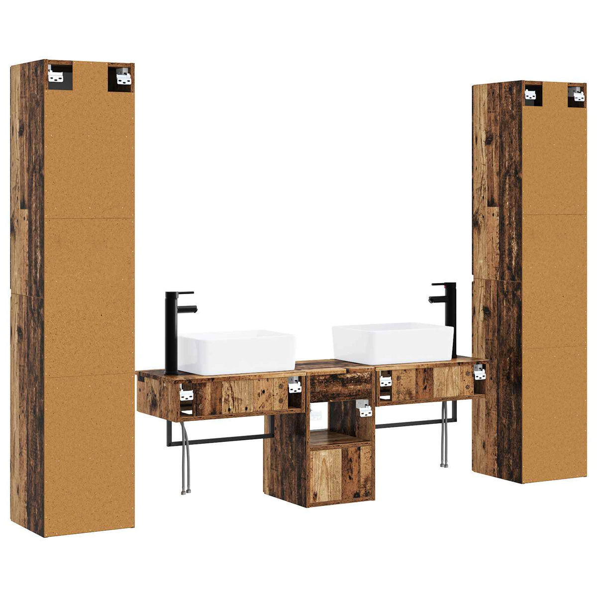 Ensemble de mobilier de salle de bain 5 pc Bois ancien