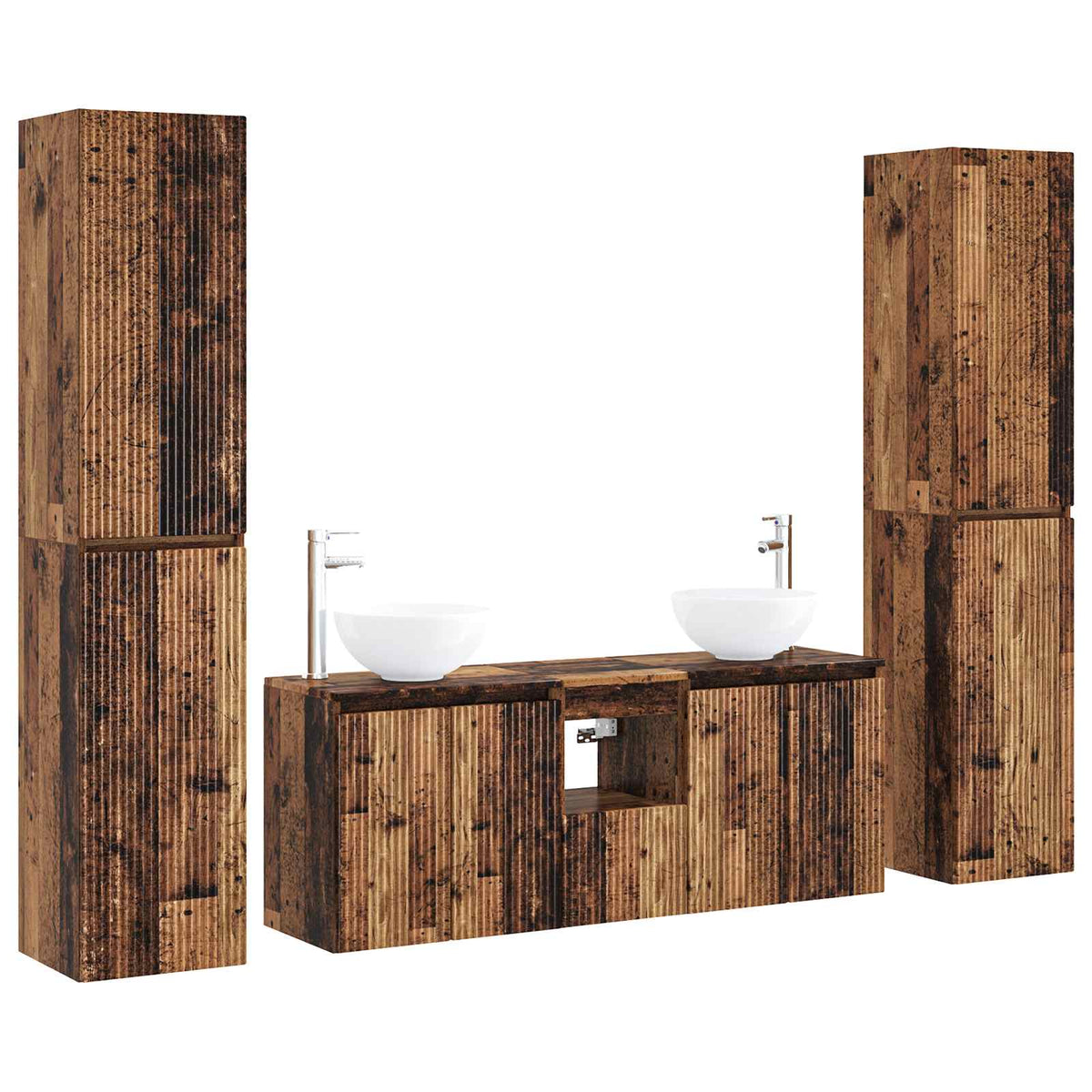 Ensemble de mobilier de salle de bain 5 pc Bois ancien