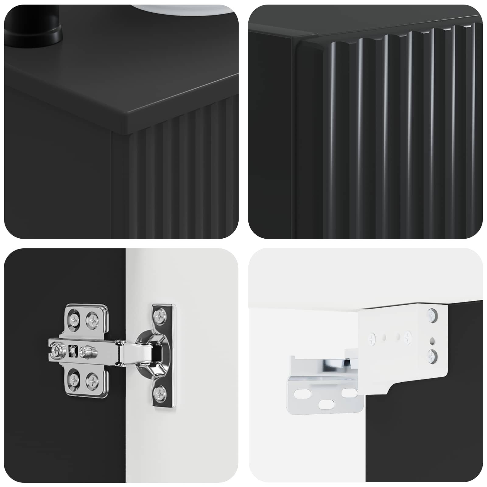 Ensemble de mobilier de salle de bain 3 pc Noir