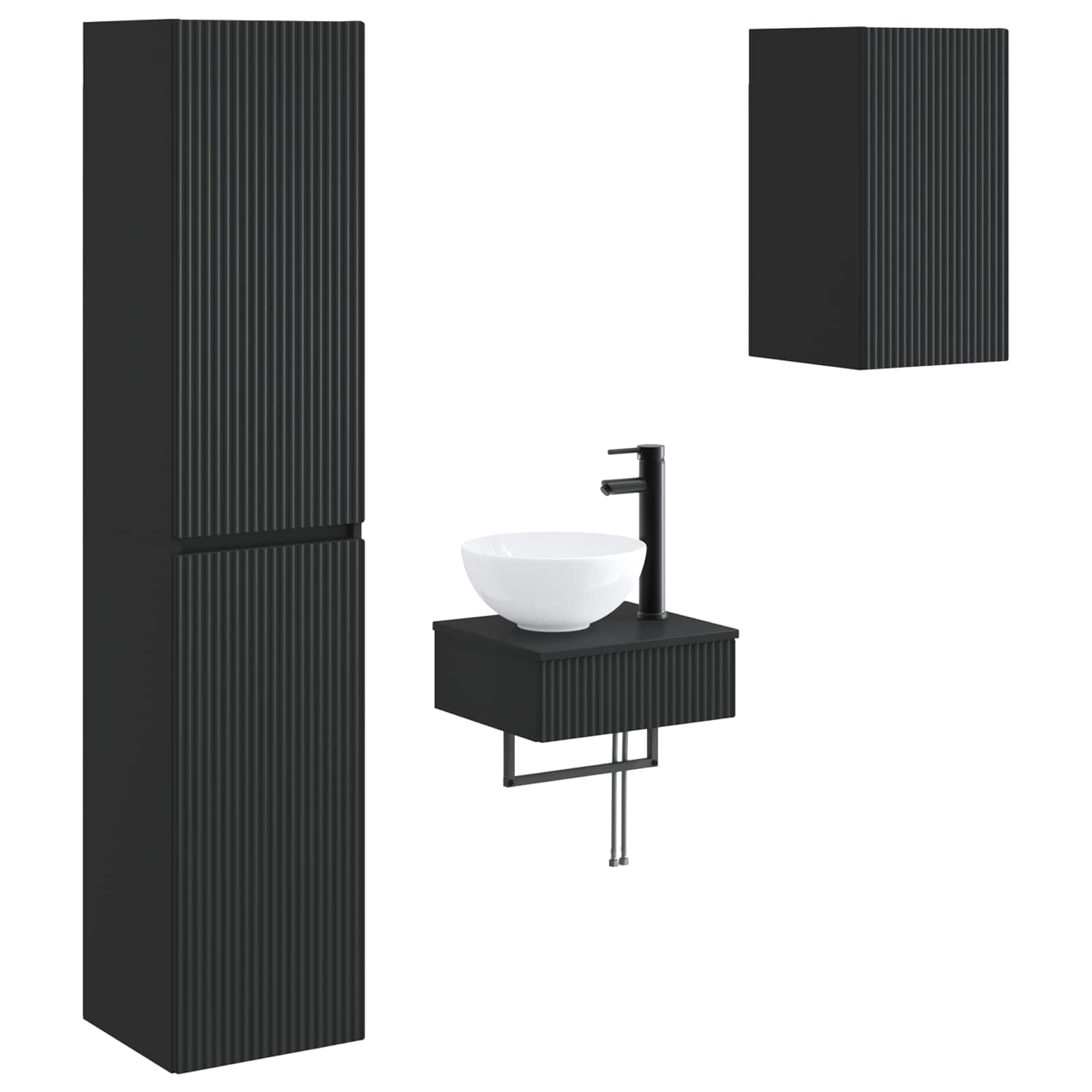 Ensemble de mobilier de salle de bain 3 pc Noir