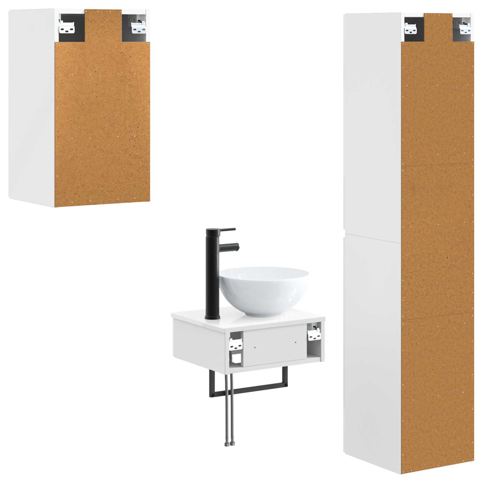 Ensemble de mobilier de salle de bain 3 pc Blanc brillant