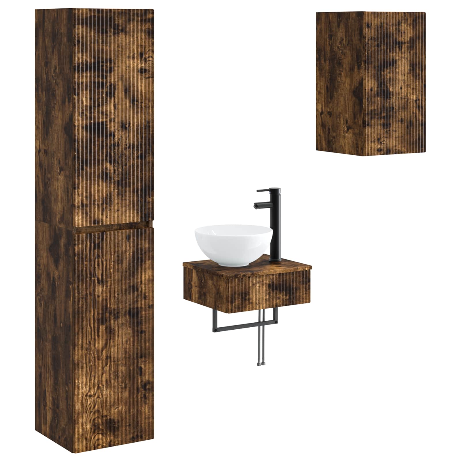Ensemble de mobilier de salle de bain 3 pc Chêne fumé
