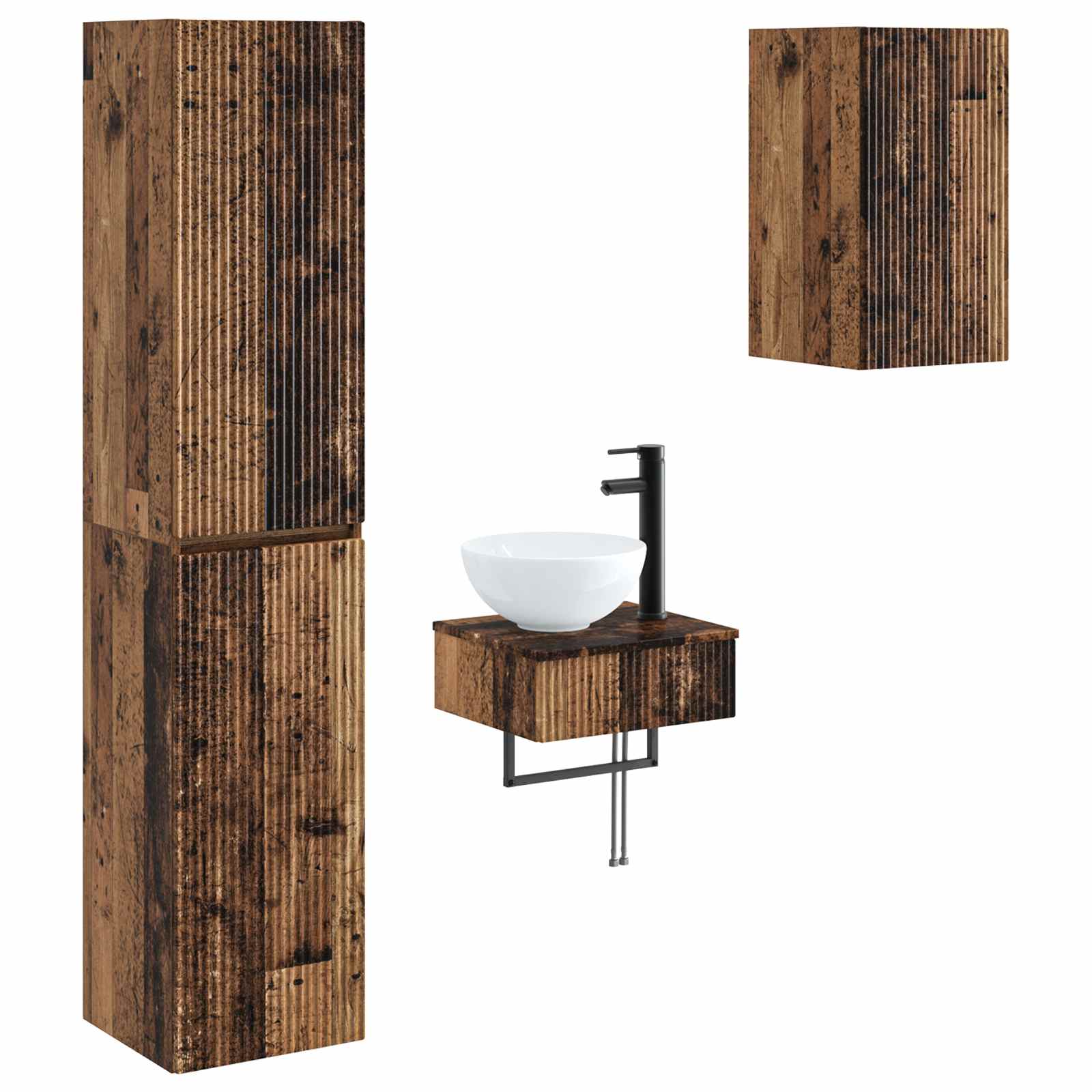 Ensemble de mobilier de salle de bain 3 pc Bois ancien
