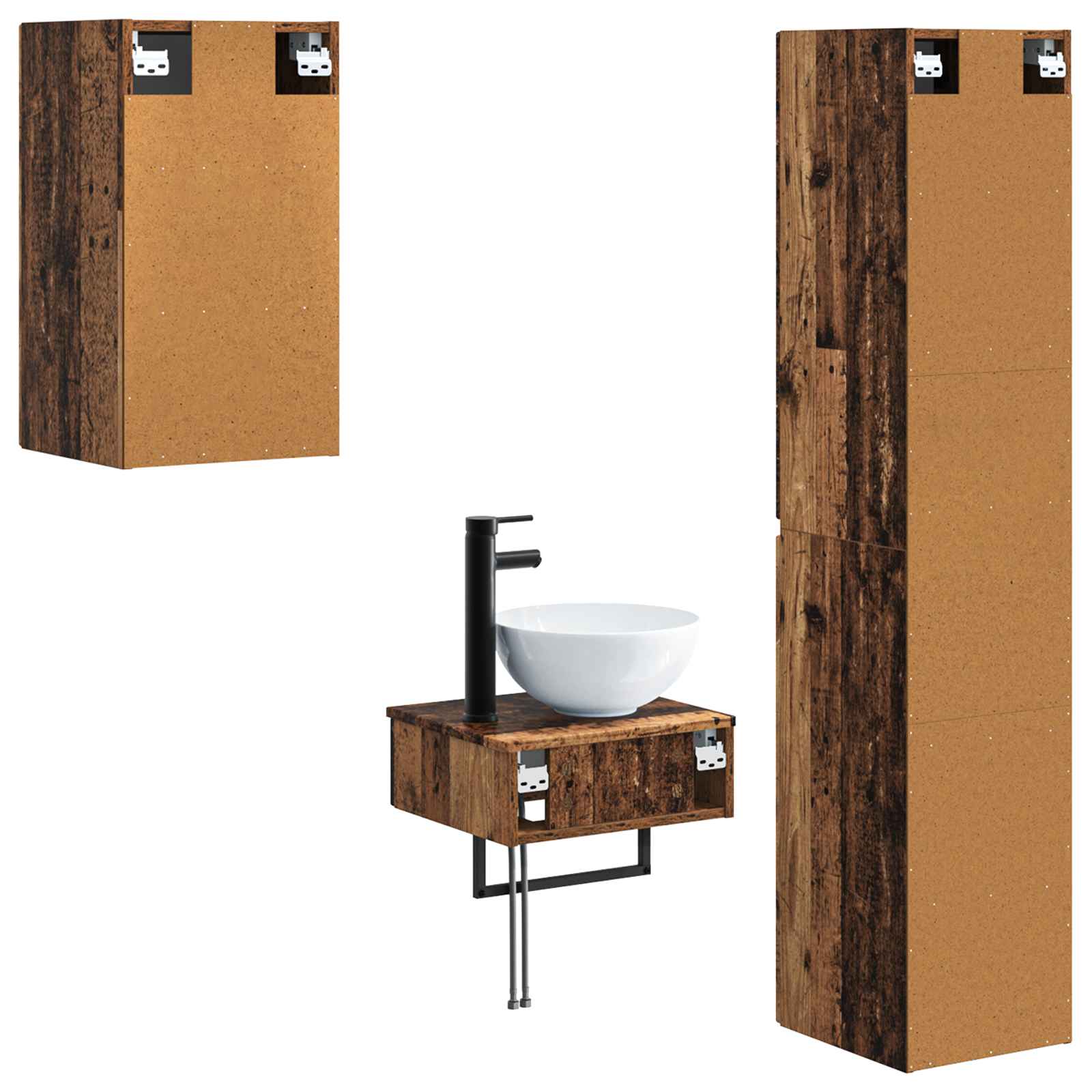 Ensemble de mobilier de salle de bain 3 pc Bois ancien