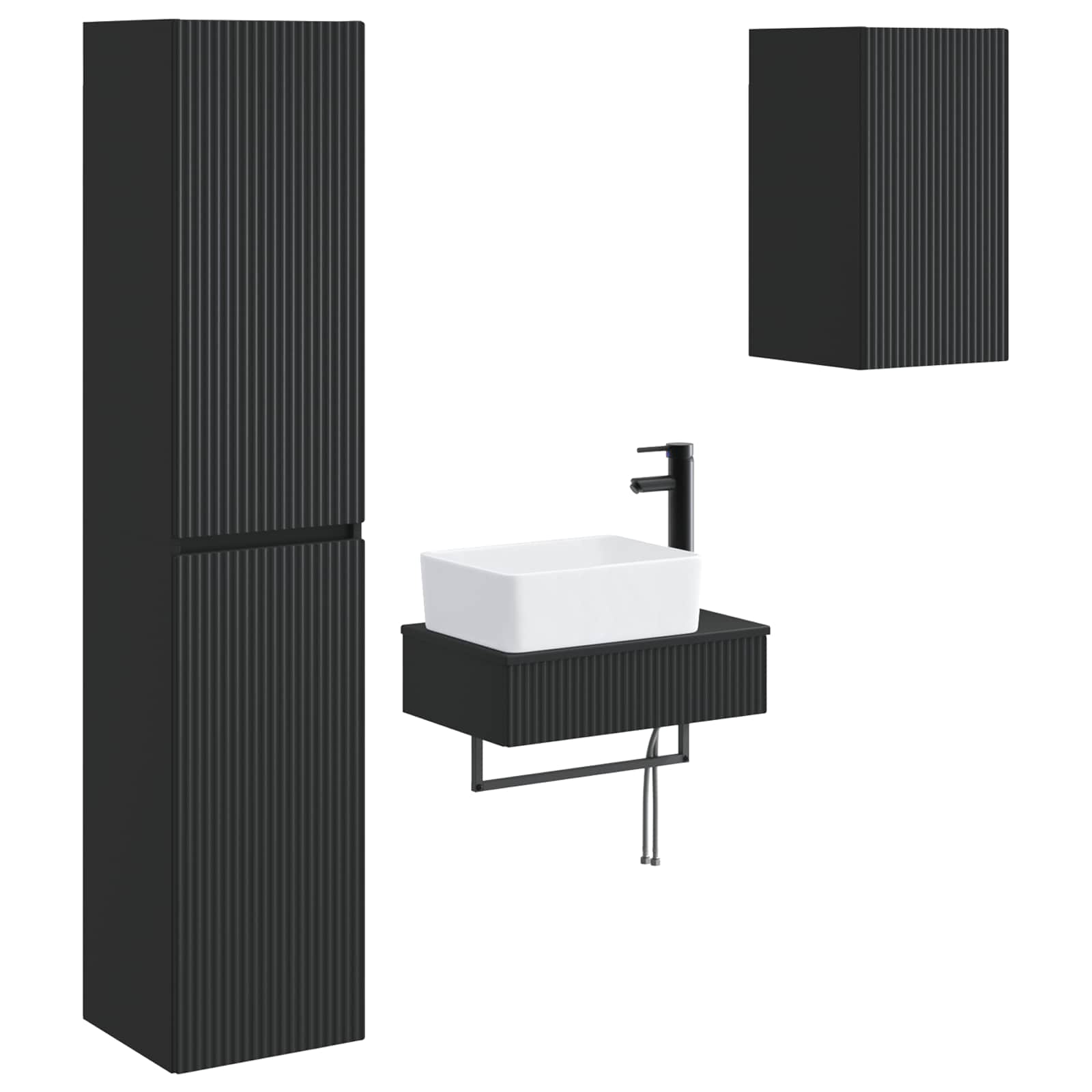Ensemble de mobilier de salle de bain 3 pc Noir