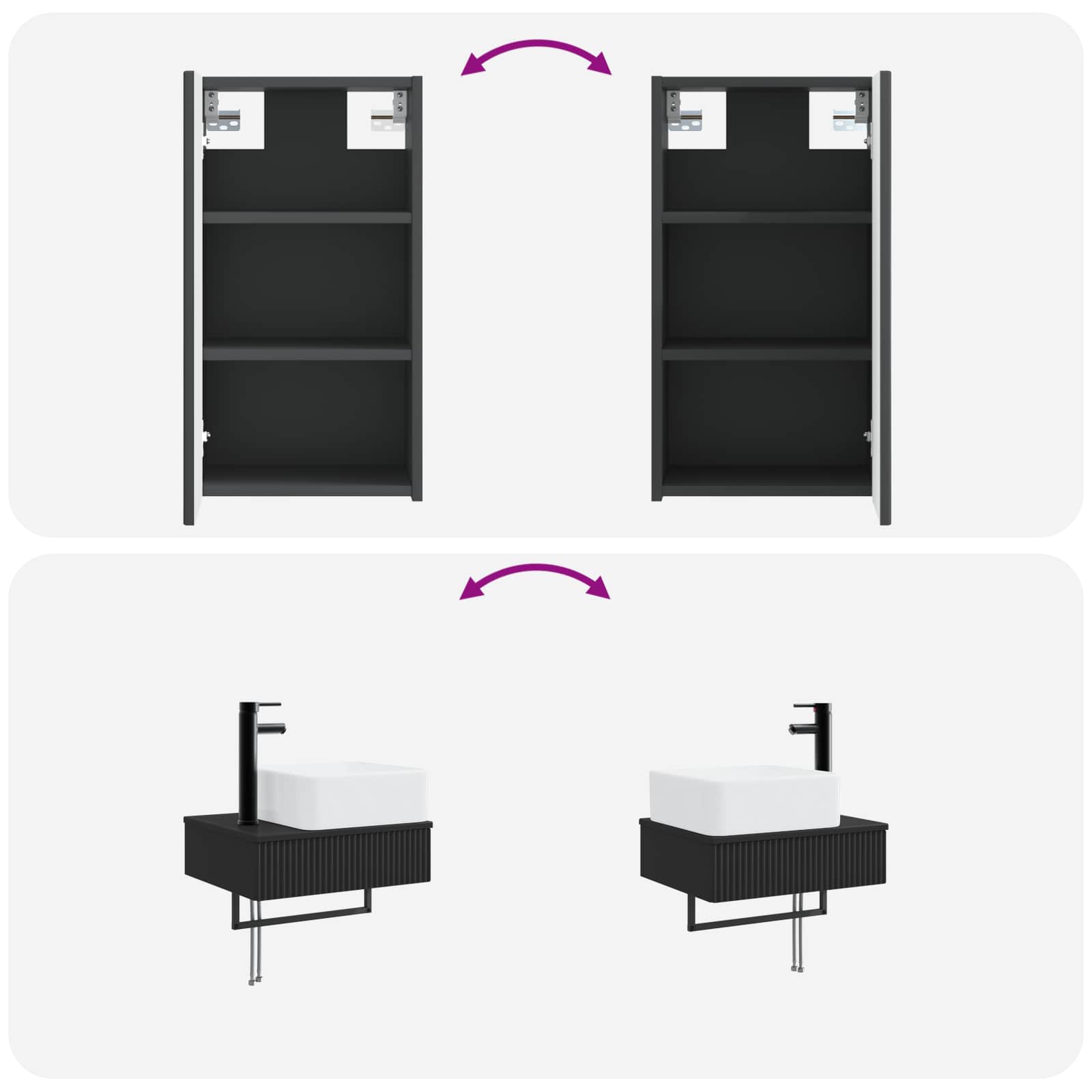 Ensemble de mobilier de salle de bain 3 pc Noir