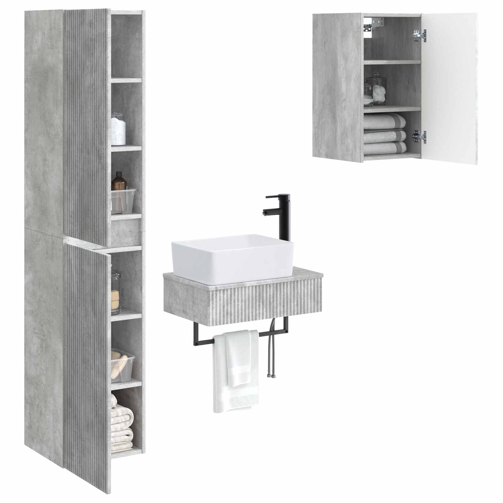 Ensemble de mobilier de salle de bain 3 pc Gris béton