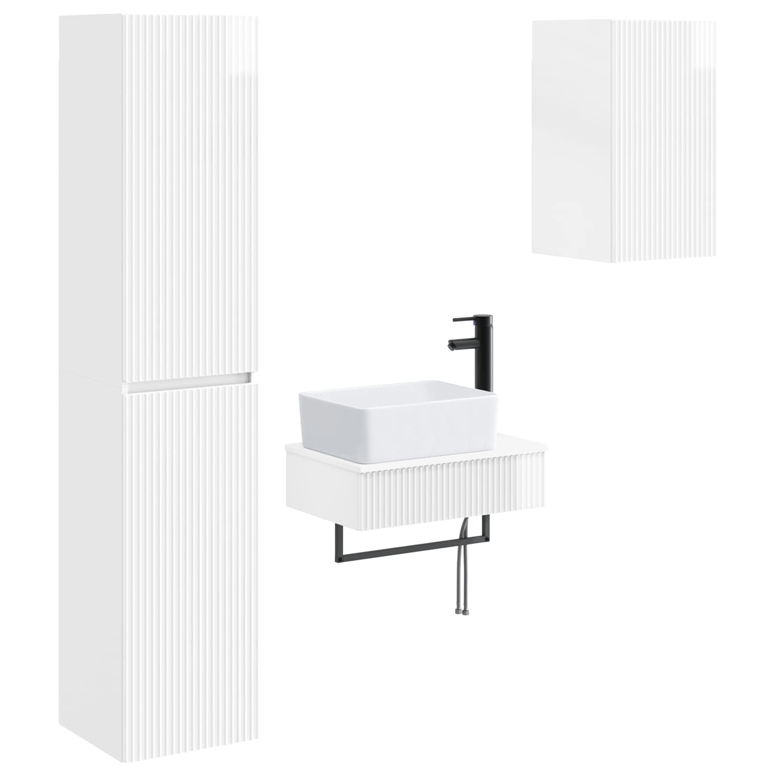 Ensemble de mobilier de salle de bain 3 pc Blanc brillant