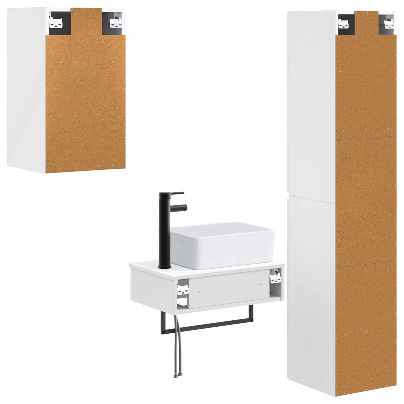 Ensemble de mobilier de salle de bain 3 pc Blanc brillant
