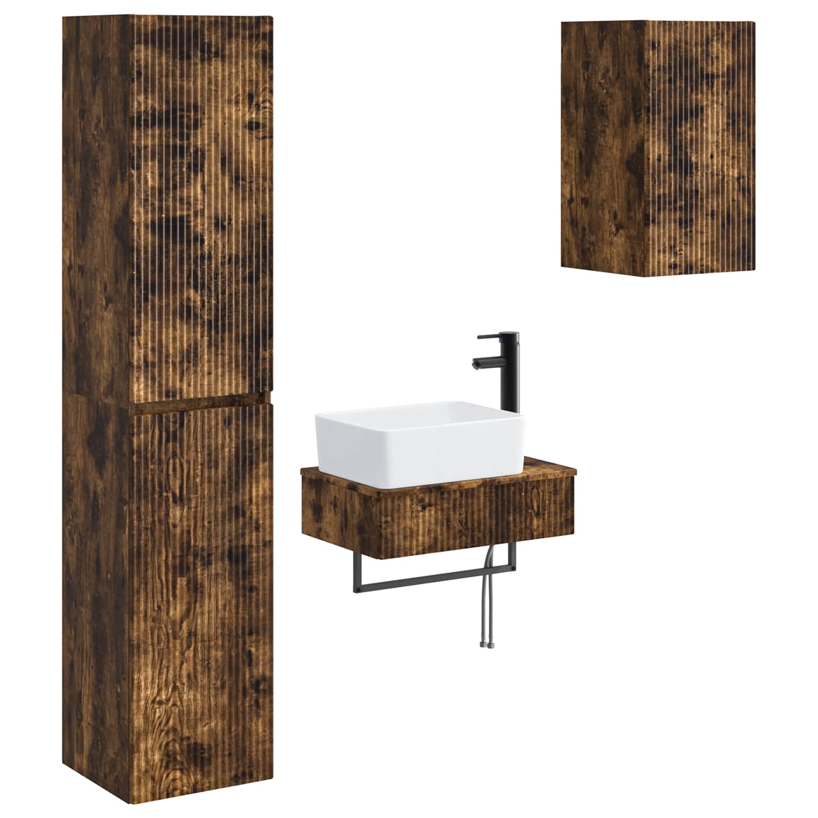 Ensemble de mobilier de salle de bain 3 pc Chêne fumé