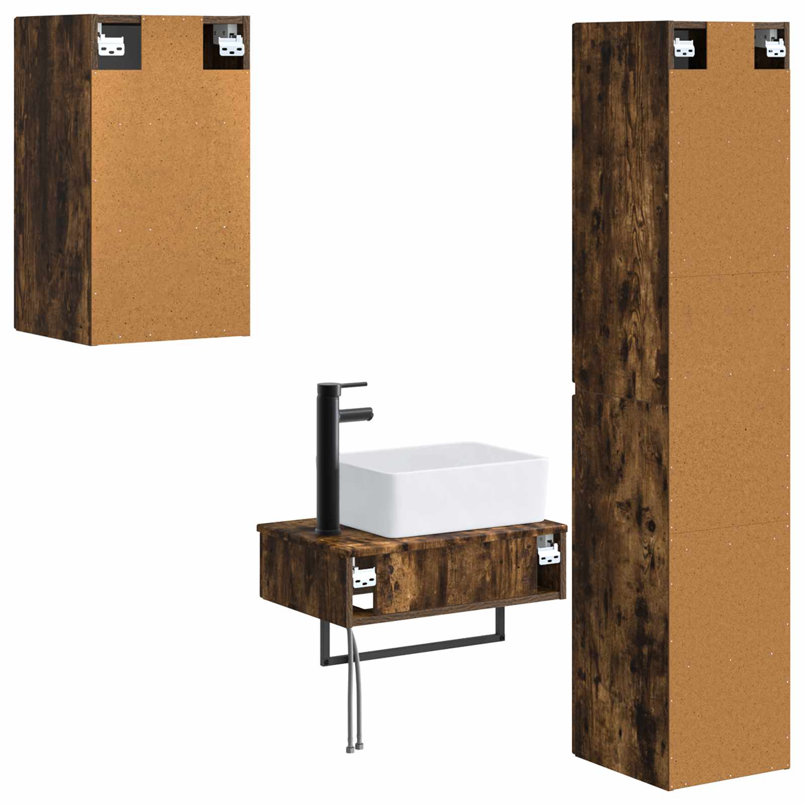Ensemble de mobilier de salle de bain 3 pc Chêne fumé