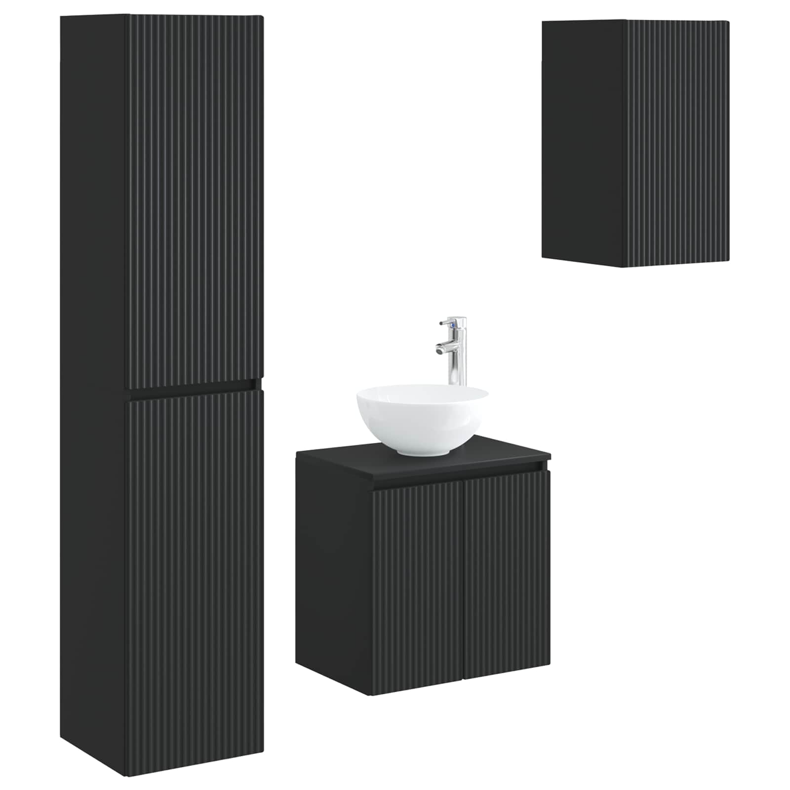 Ensemble de mobilier de salle de bain 3 pc Noir