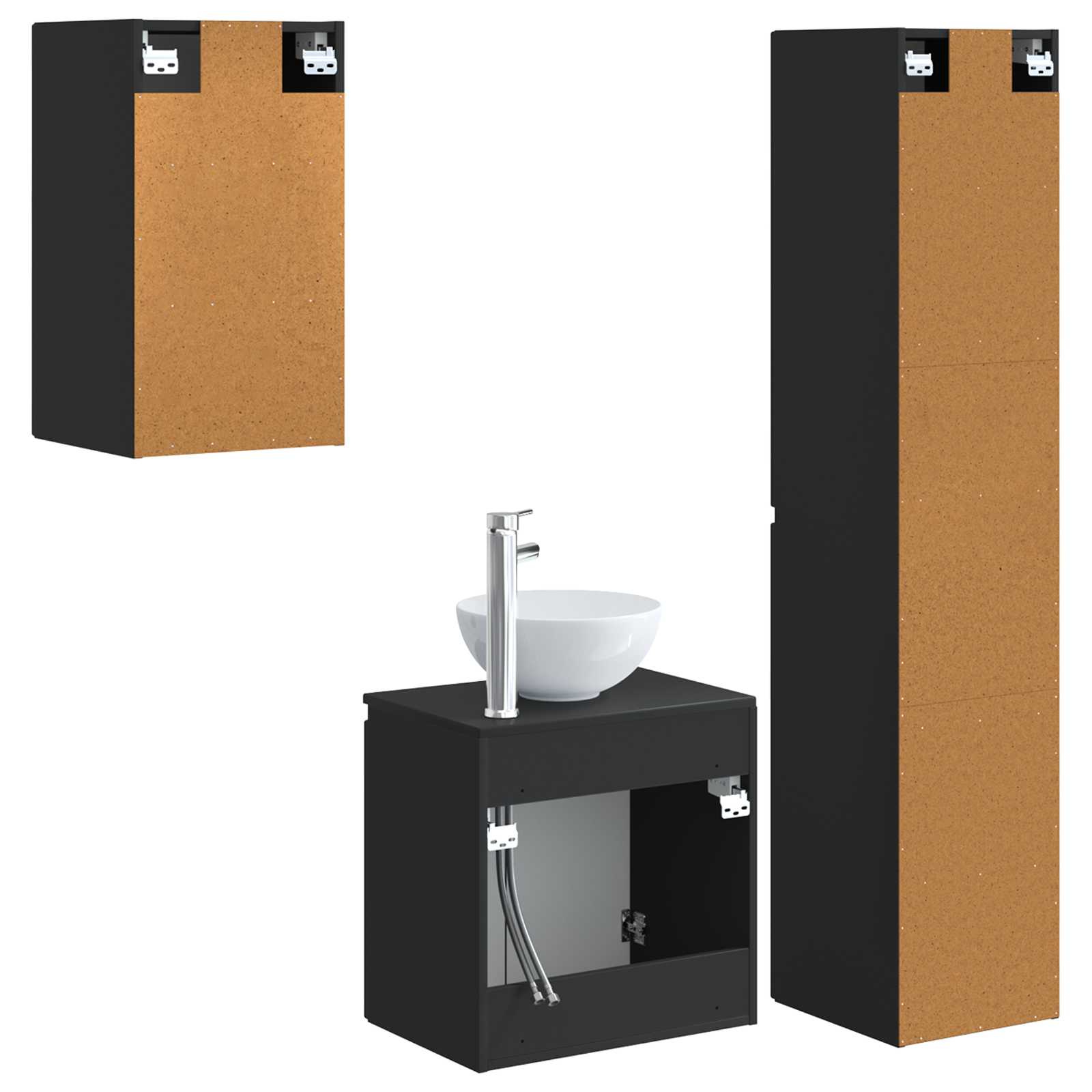 Ensemble de mobilier de salle de bain 3 pc Noir