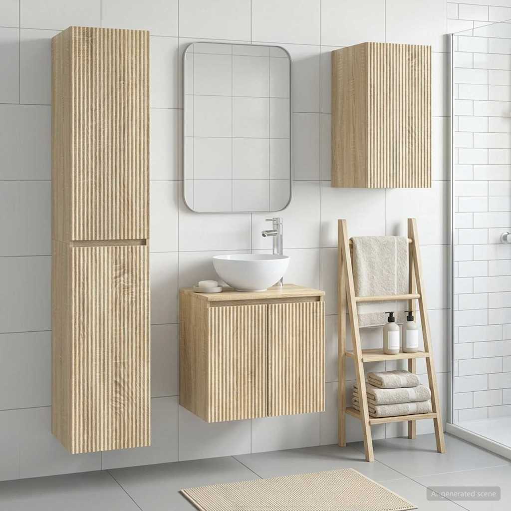 Ensemble de mobilier de salle de bain 3 pc Chêne Sonoma