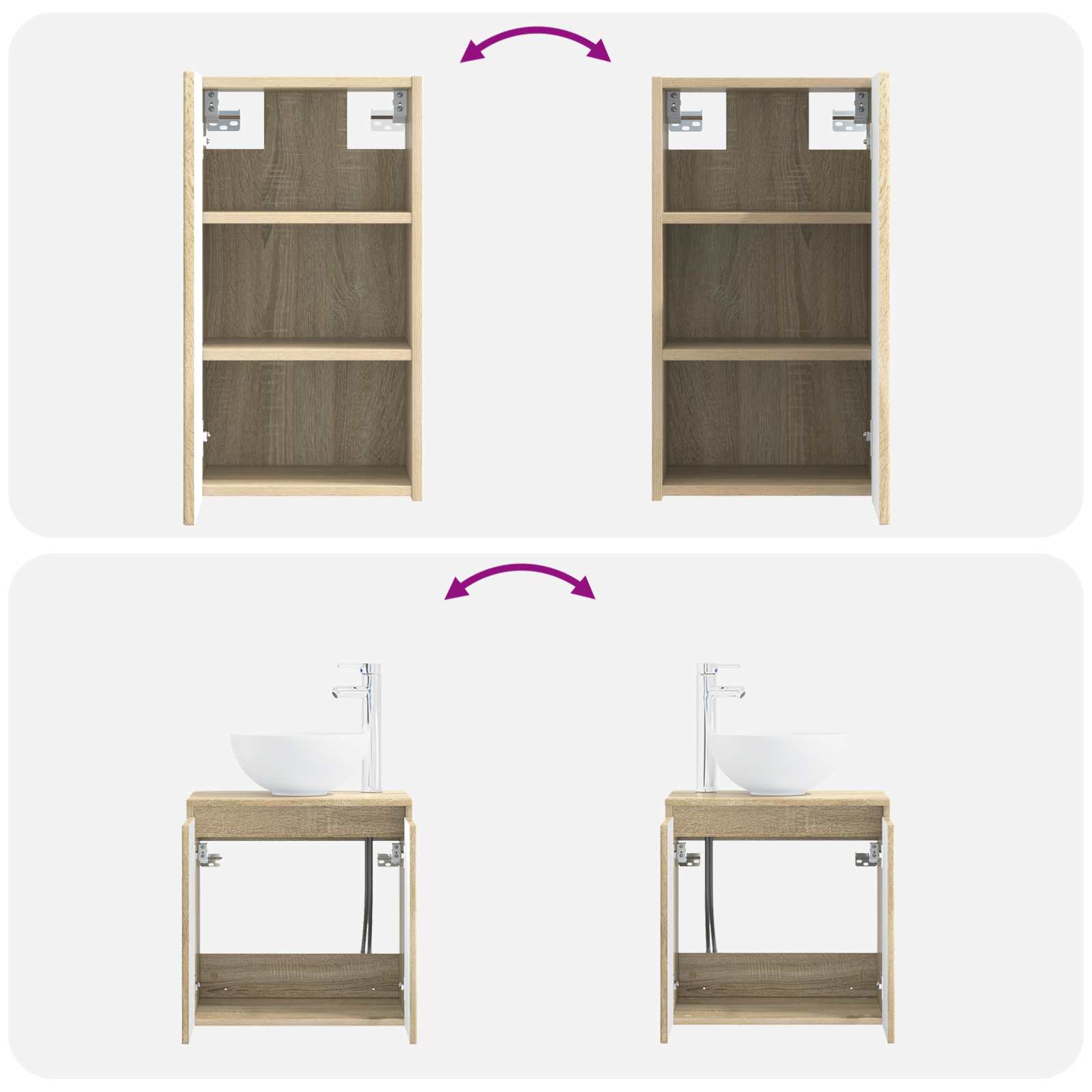Ensemble de mobilier de salle de bain 3 pc Chêne Sonoma