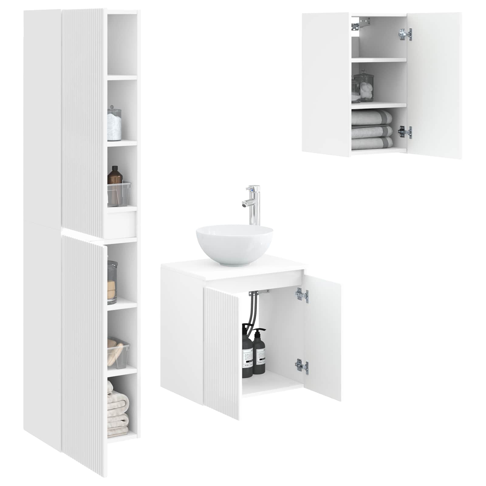 Ensemble de mobilier de salle de bain 3 pc Blanc brillant