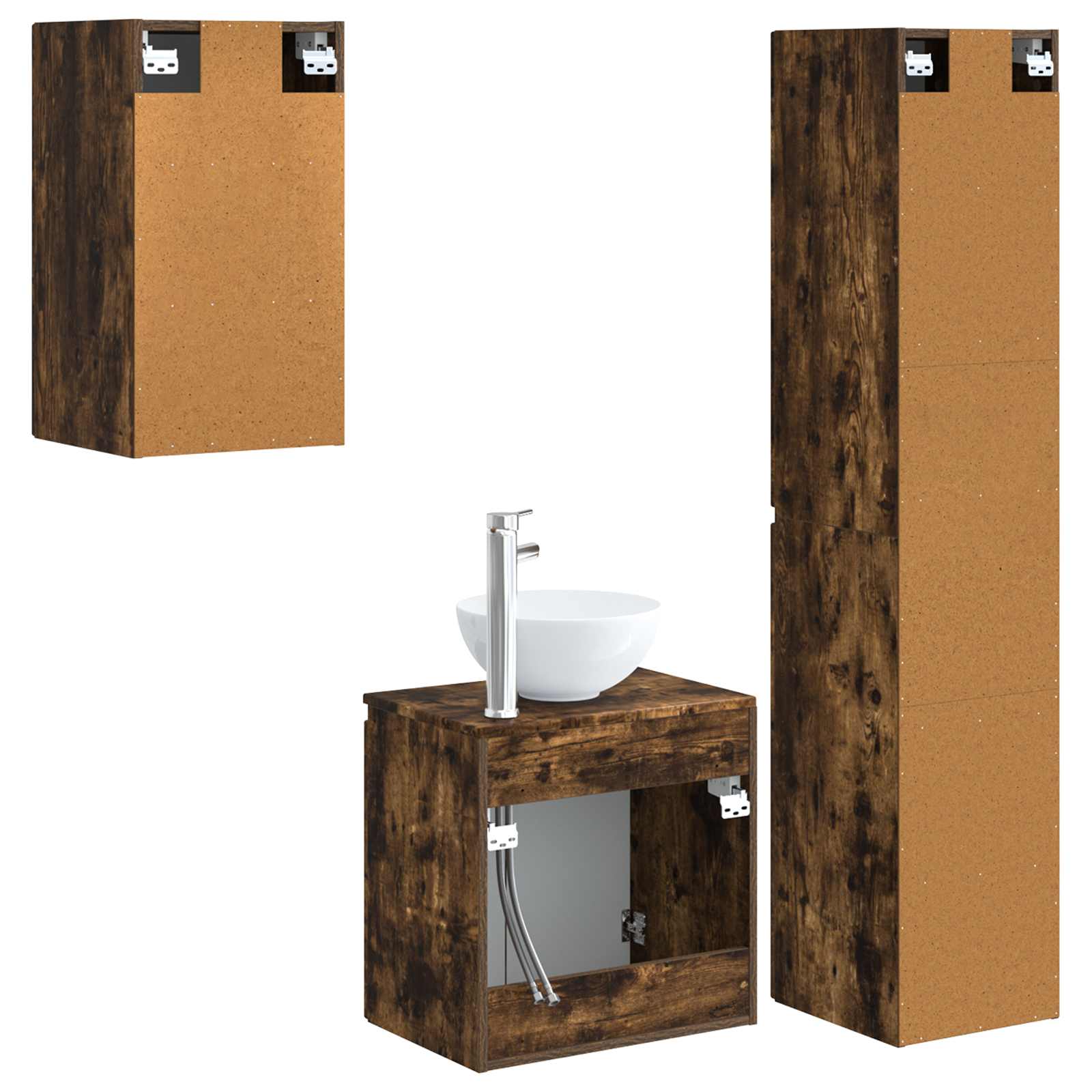 Ensemble de mobilier de salle de bain 3 pc Chêne fumé