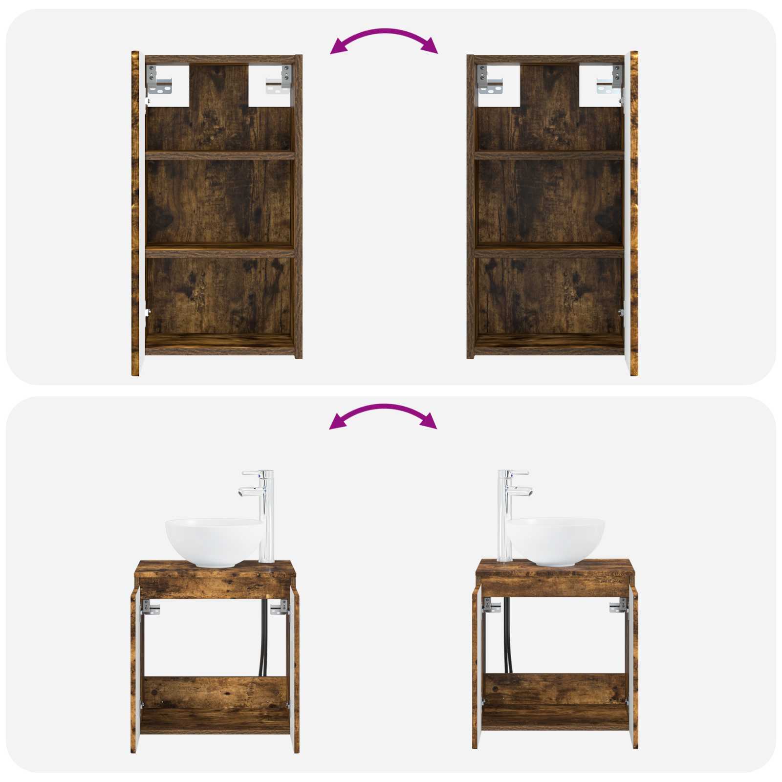 Ensemble de mobilier de salle de bain 3 pc Chêne fumé