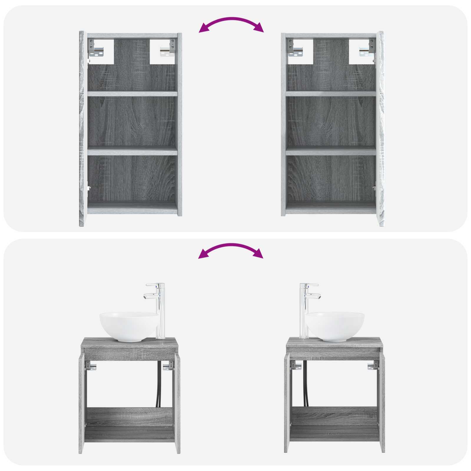 Ensemble de mobilier de salle de bain 3 pc Sonoma gris