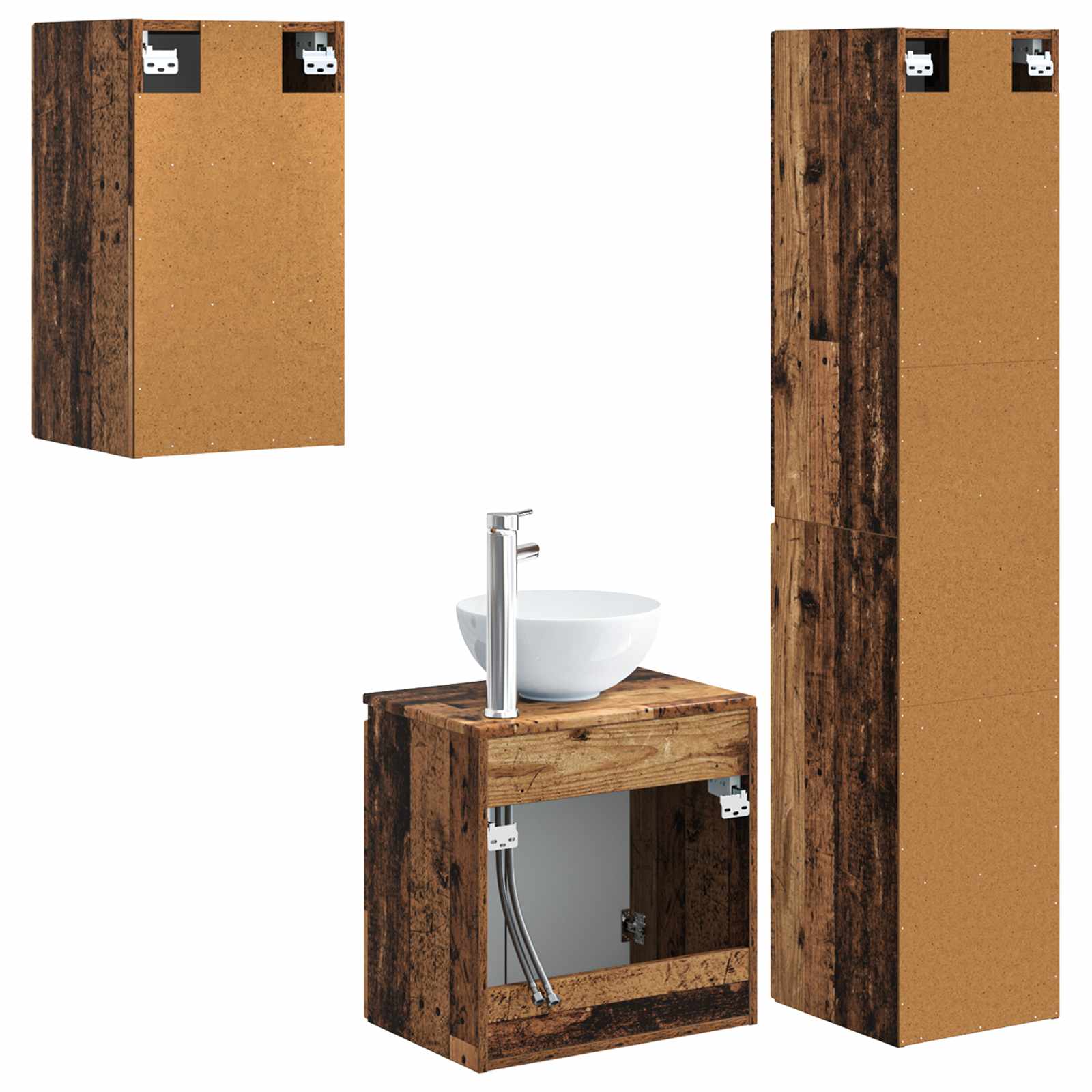 Ensemble de mobilier de salle de bain 3 pc Bois ancien