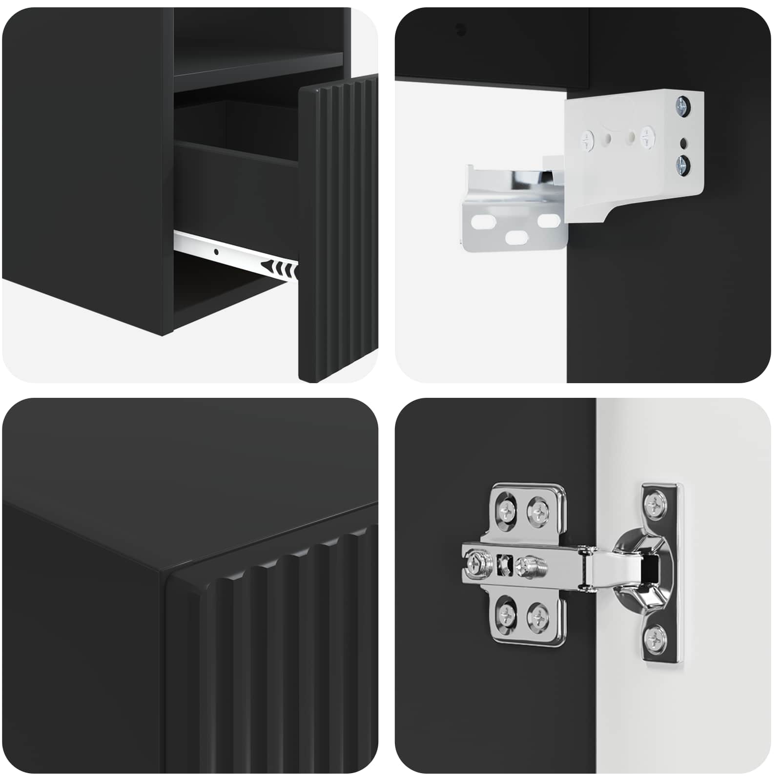 Ensemble de mobilier de salle de bain 3 pc Noir