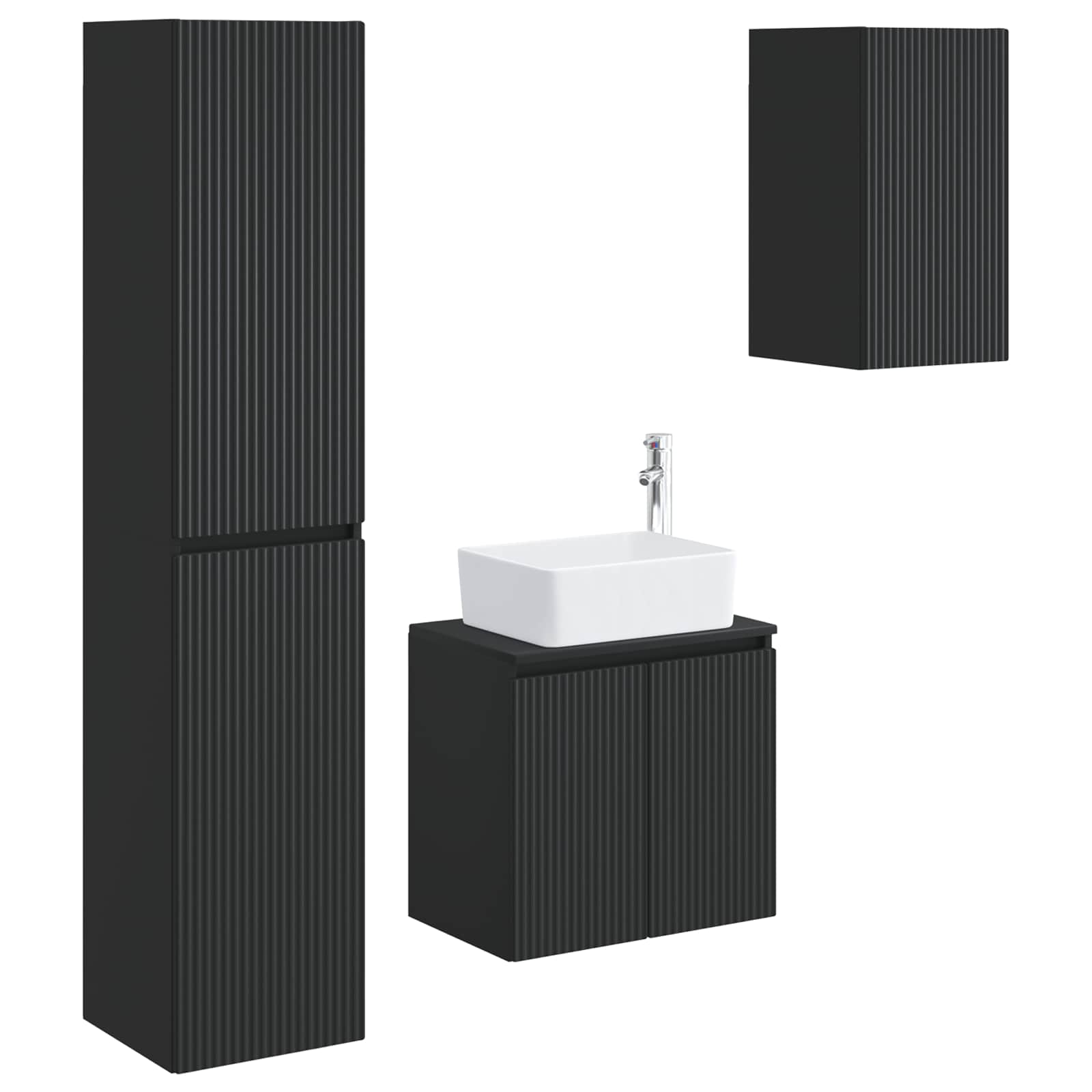 Ensemble de mobilier de salle de bain 3 pc Noir