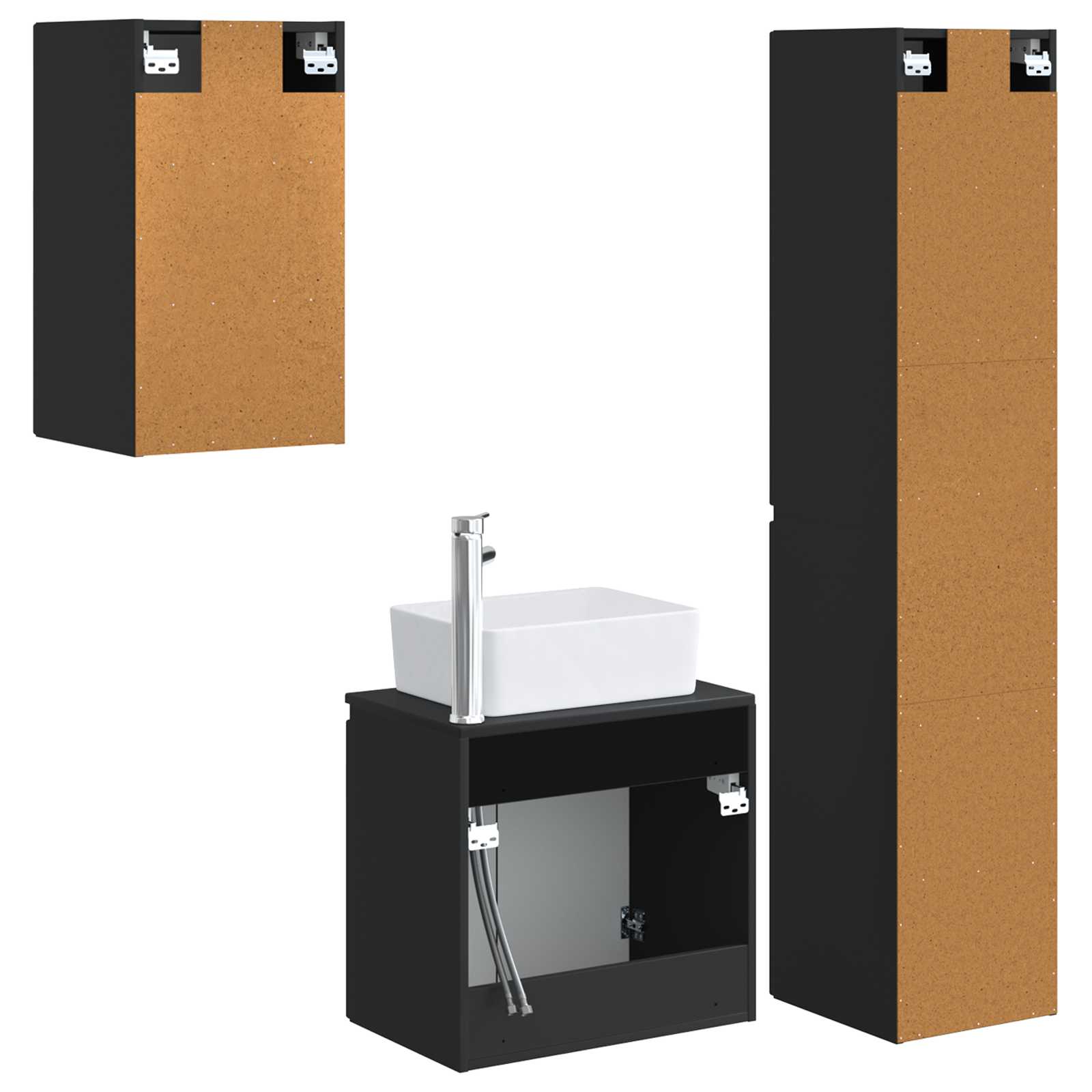 Ensemble de mobilier de salle de bain 3 pc Noir