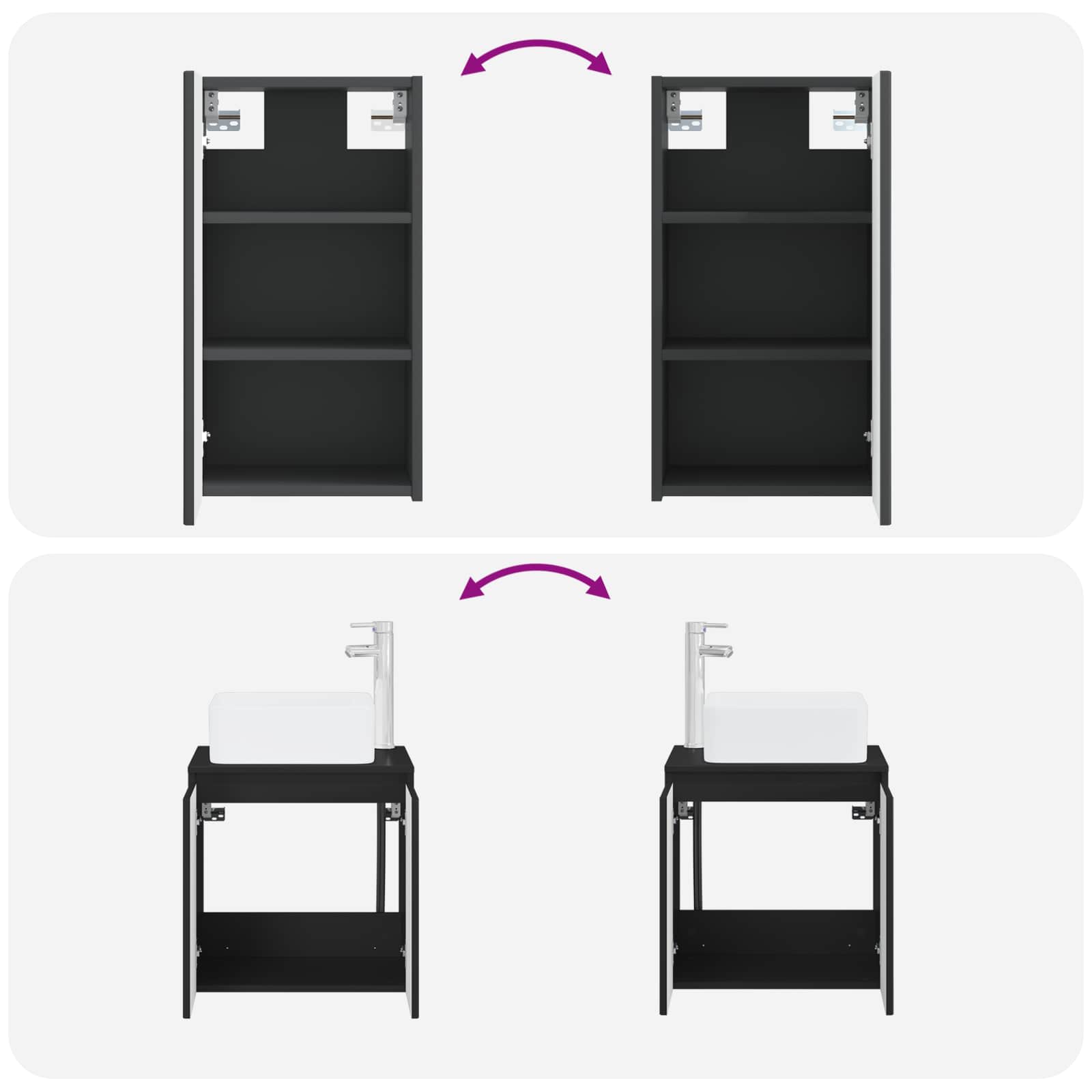 Ensemble de mobilier de salle de bain 3 pc Noir