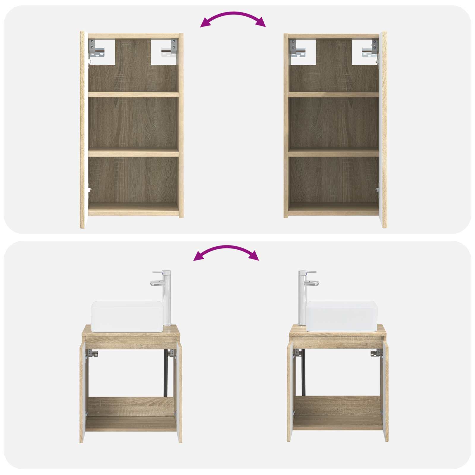 Ensemble de mobilier de salle de bain 3 pc Chêne Sonoma