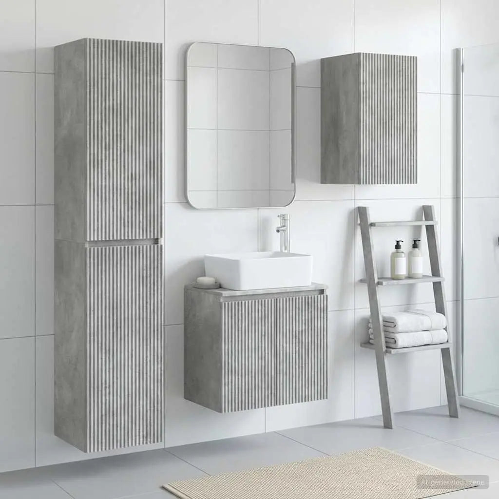 Ensemble de mobilier de salle de bain 3 pc Gris béton - XIOS