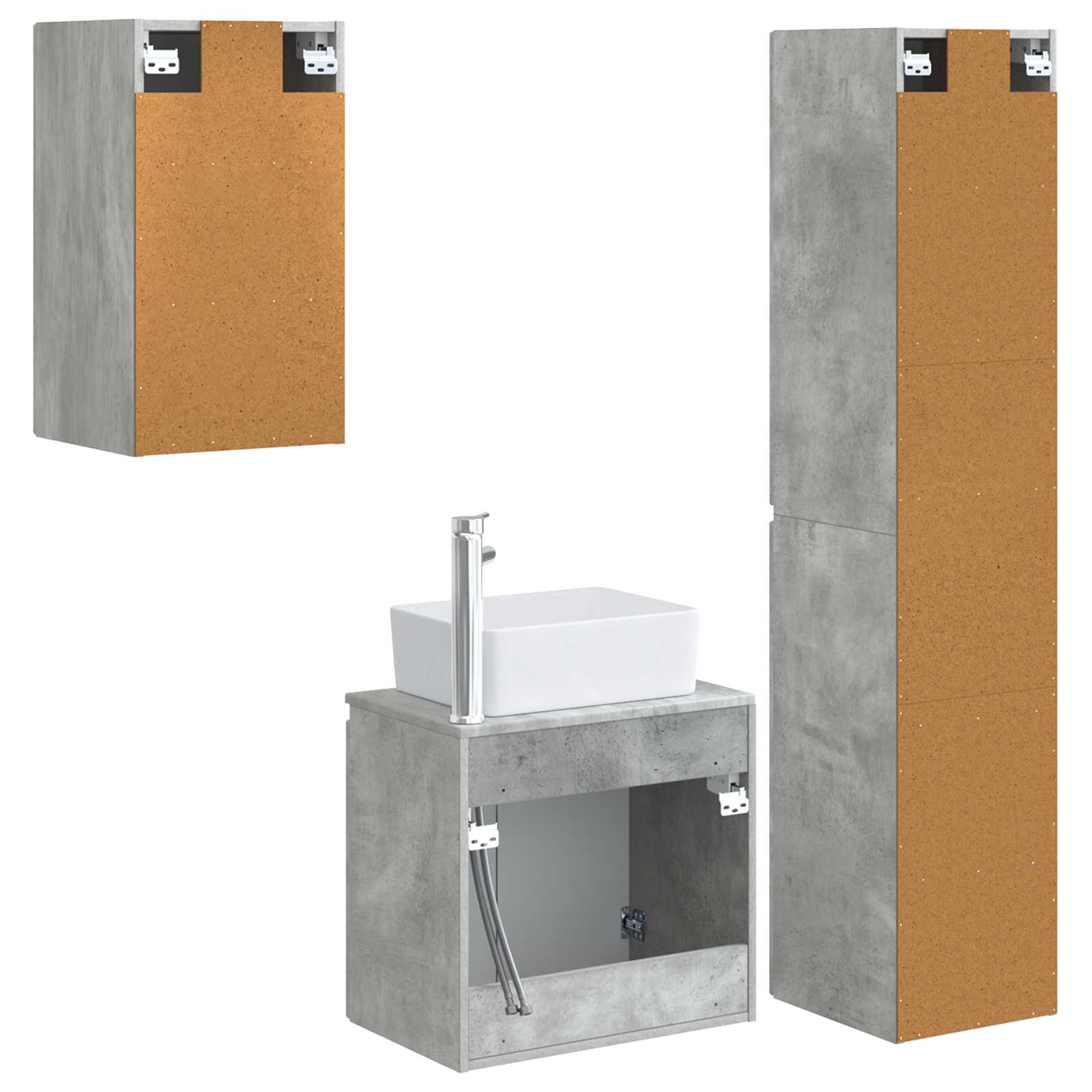 Ensemble de mobilier de salle de bain 3 pc Gris béton