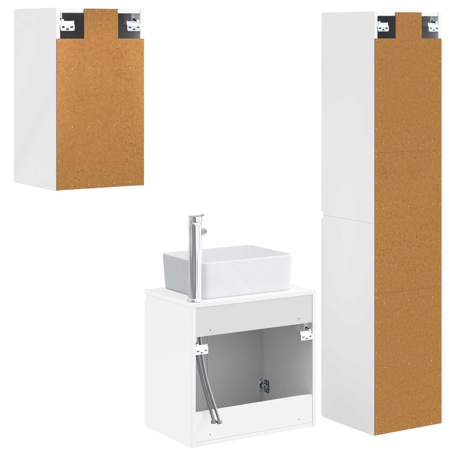 Ensemble de mobilier de salle de bain 3 pc Blanc brillant