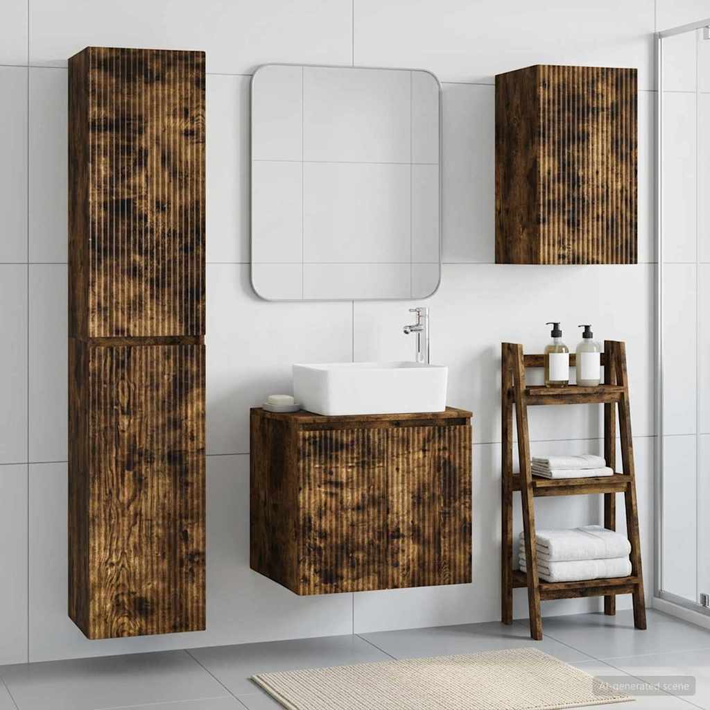Ensemble de mobilier de salle de bain 3 pc Chêne fumé